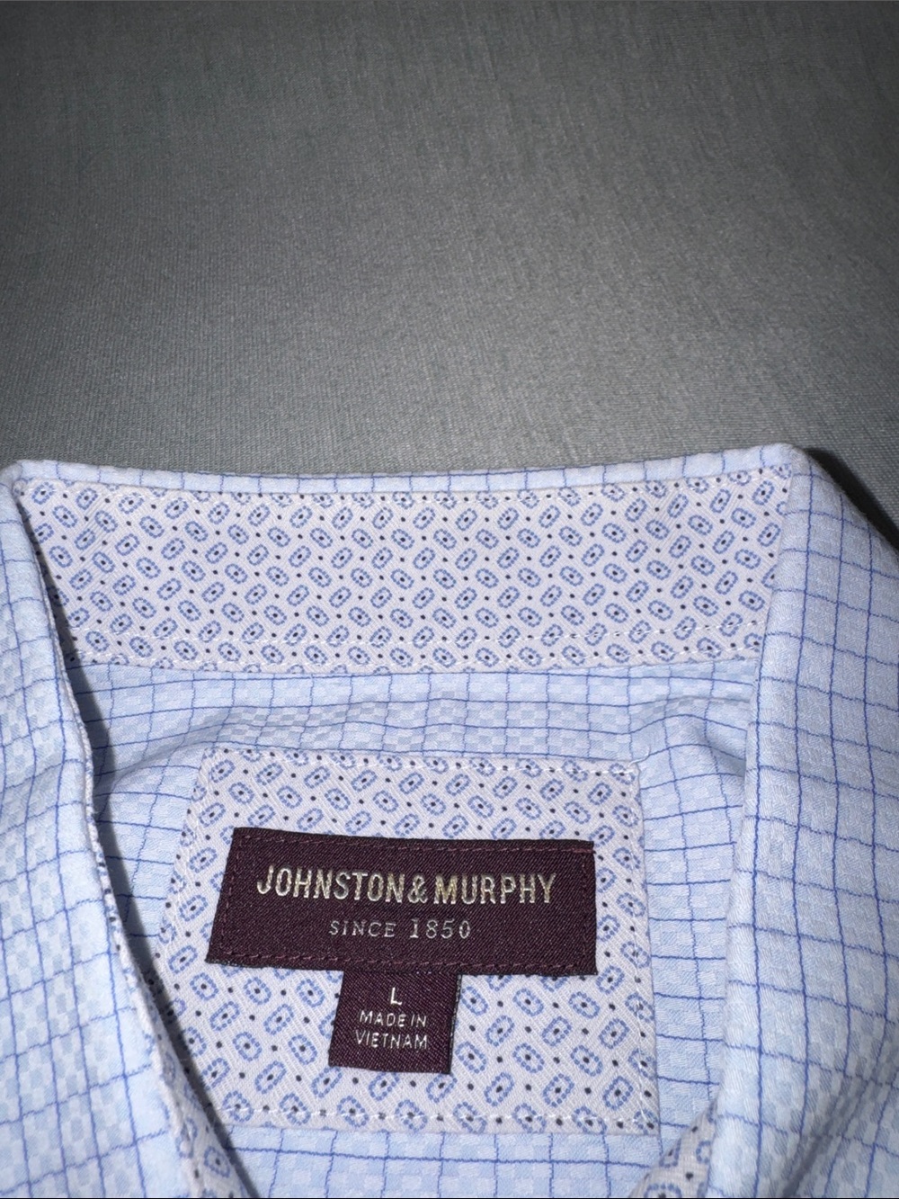 Johnston & Murphy Blue Checked Men's Dress Shirt - Picture 3 of 10